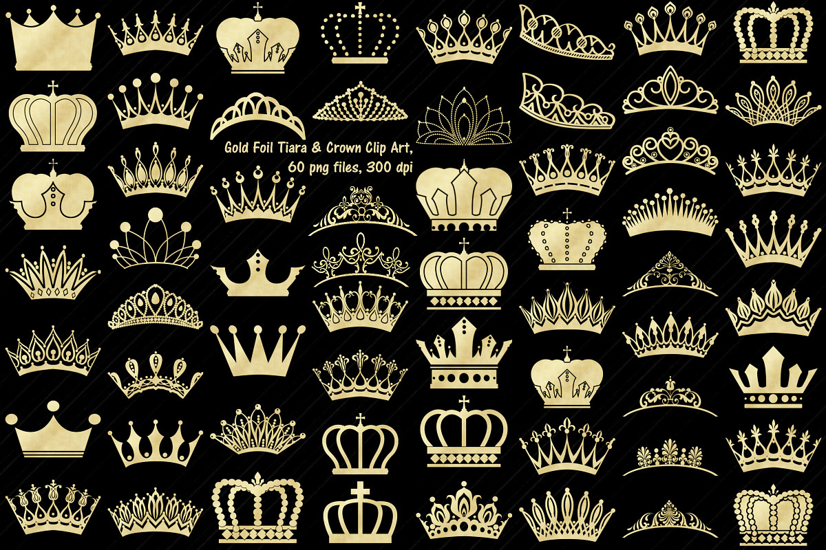 Gold Foil Tiaras & Crowns in Illustrations - product preview 8