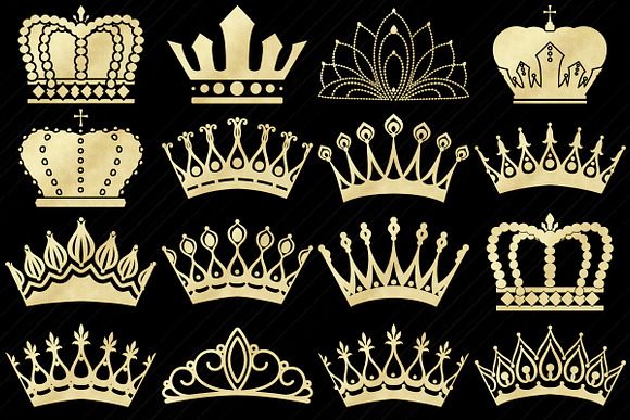 Gold Foil Tiaras & Crowns in Illustrations - product preview 2