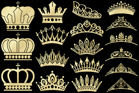 Gold Foil Tiaras & Crowns in Illustrations - product preview 3