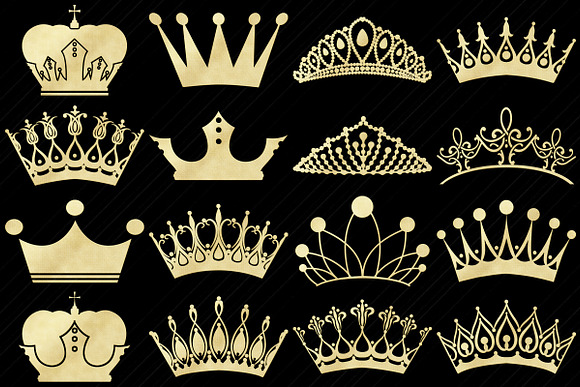 Gold Foil Tiaras & Crowns in Illustrations - product preview 4