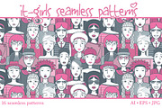 It-girls seamless patterns