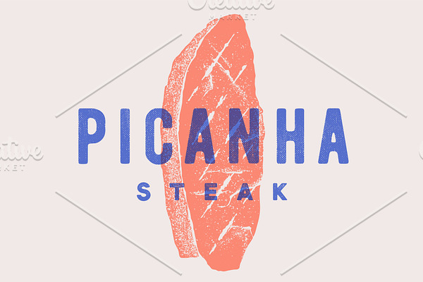 Steak, Picanha. Poster with steak