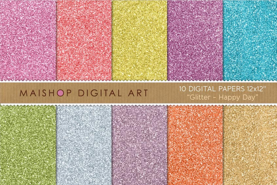 Digital Paper-Glitter-Happy Day