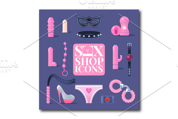 Sex shop vector icons