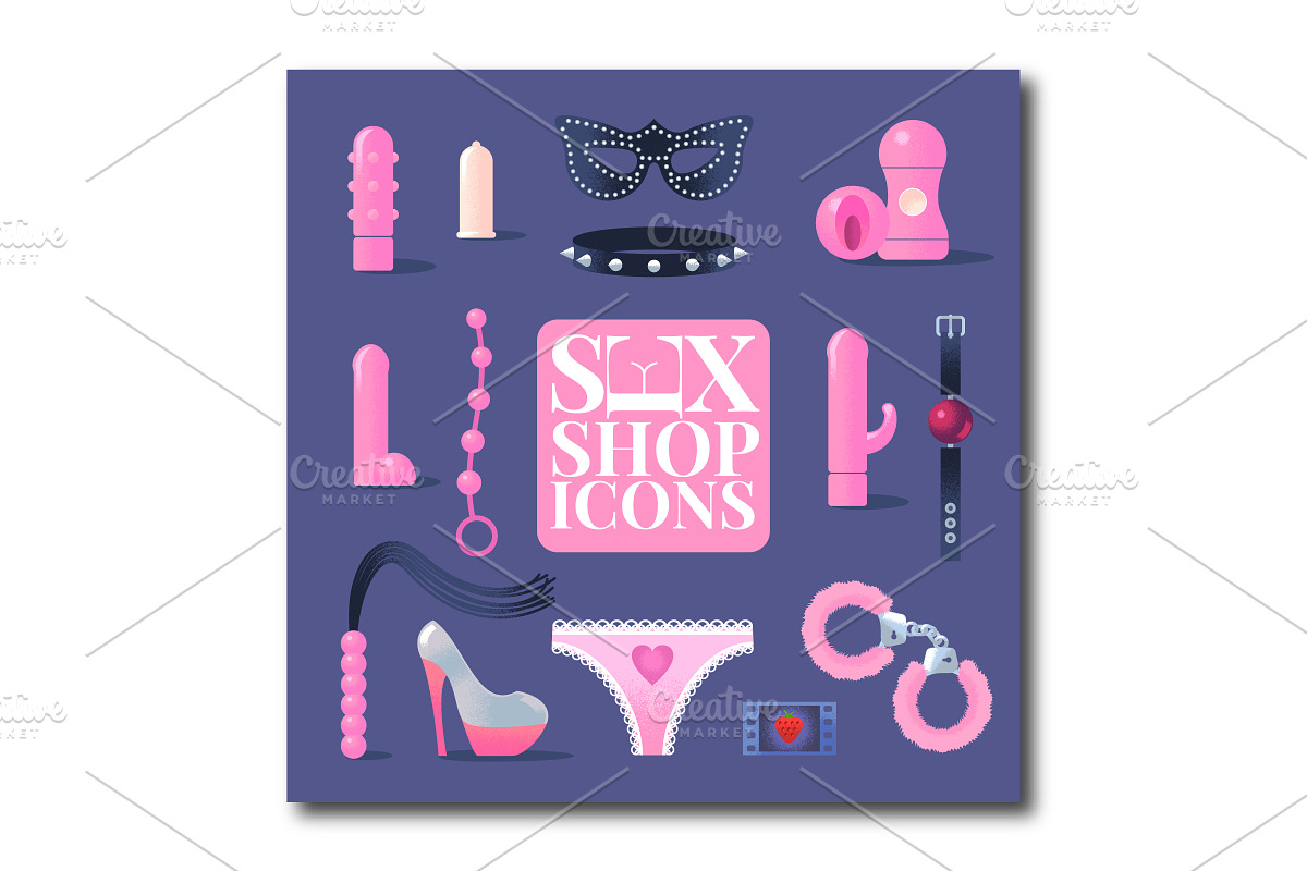 Sex shop vector icons in Illustrations - product preview 8