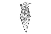 Ice cream sketch engraving vector