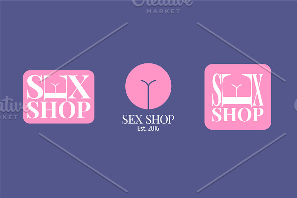 Sex shop vector logo set