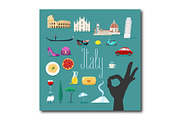 Travel to Italy vector icons set