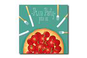 Italian pizza party invitation vecto