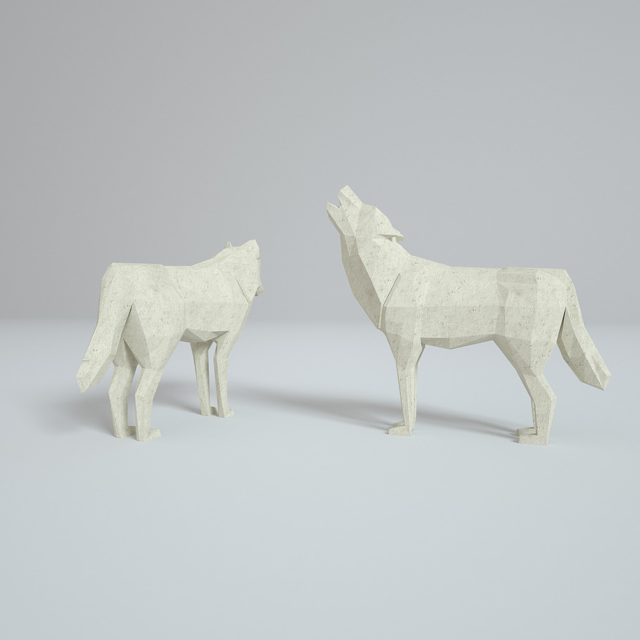 Low Poly Paper Wolves in Animals - product preview 2