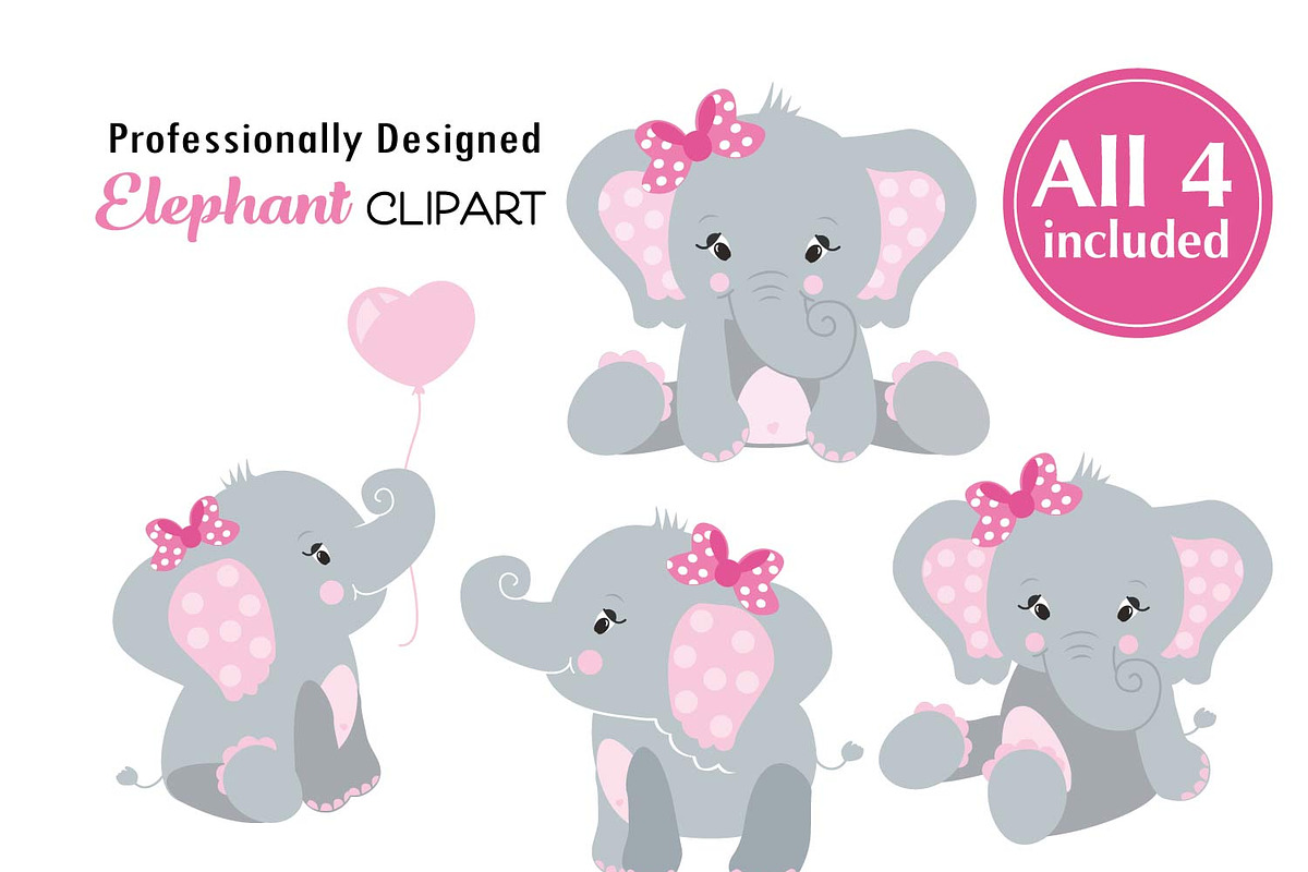 Elephant SVG cliaprt, 4 elephant SVG | Custom-Designed ...