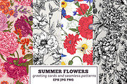 Summer flowers greeting cards