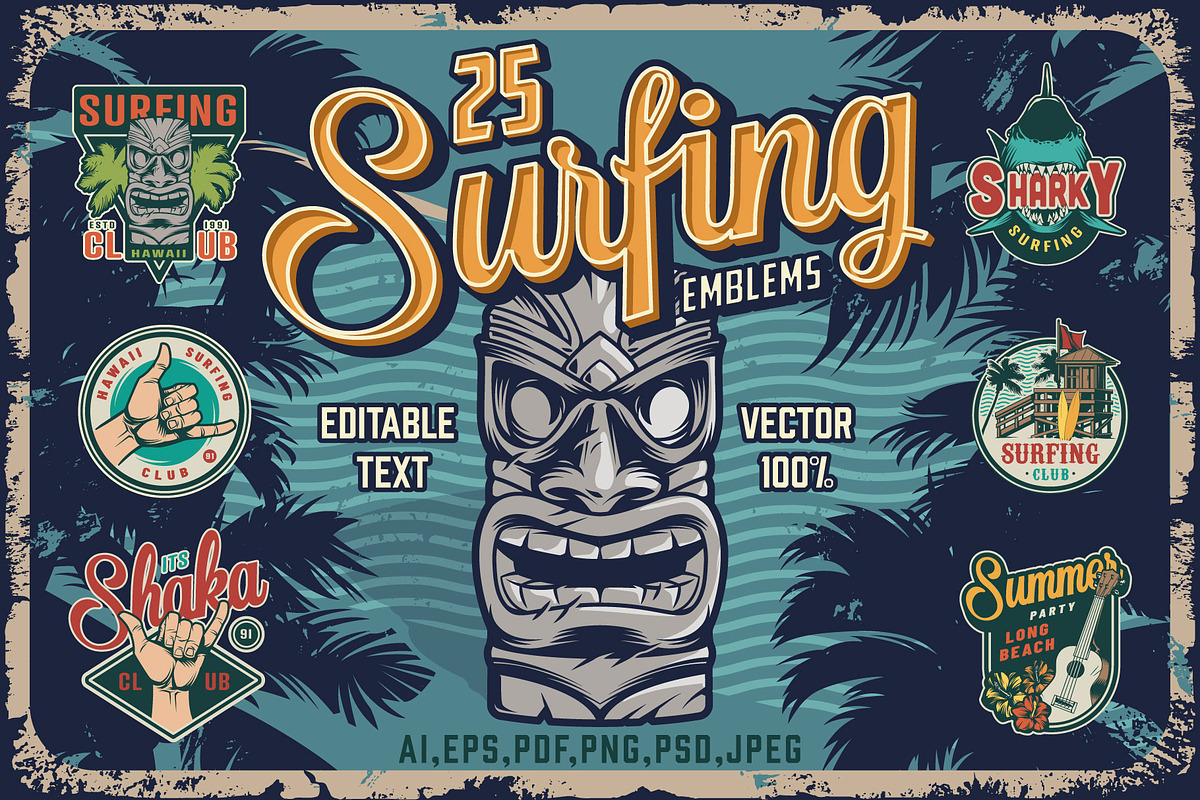 Vintage Surfing Emblems in Logo Templates - product preview 8