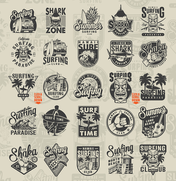 Vintage Surfing Emblems in Logo Templates - product preview 1