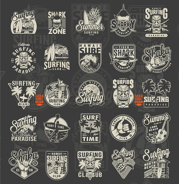 Vintage Surfing Emblems in Logo Templates - product preview 2