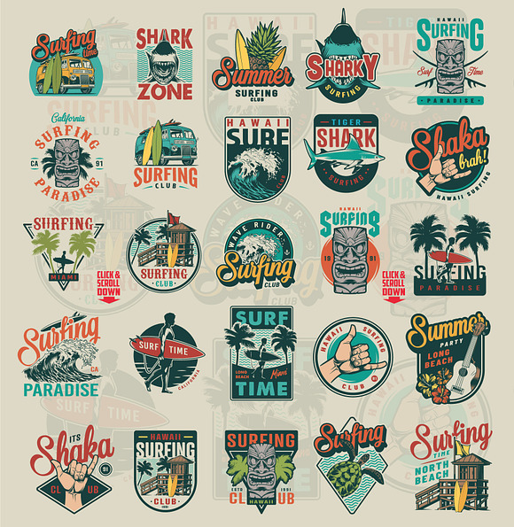 Vintage Surfing Emblems in Logo Templates - product preview 3