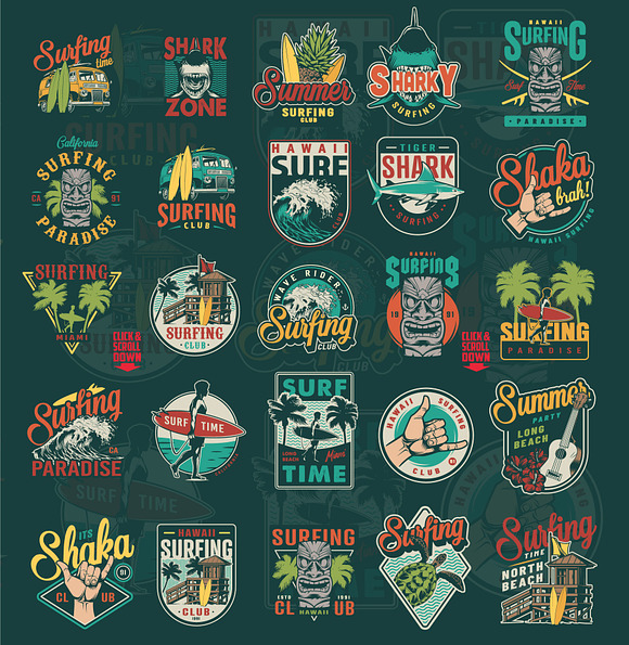 Vintage Surfing Emblems in Logo Templates - product preview 4