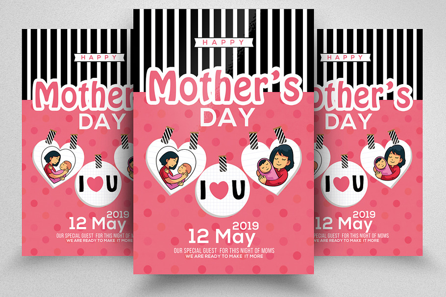 I Love You Mom Day Flyer Template