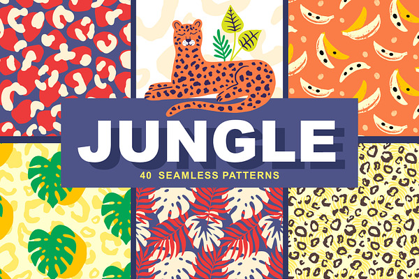 40 Jungle Vector Seamless Patters
