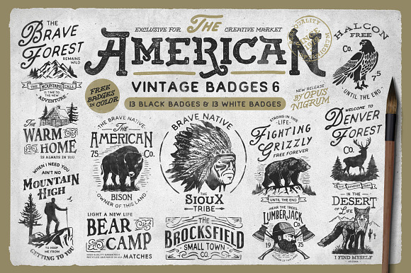 American Vintage Badges 6 in Logo Templates - product preview 3