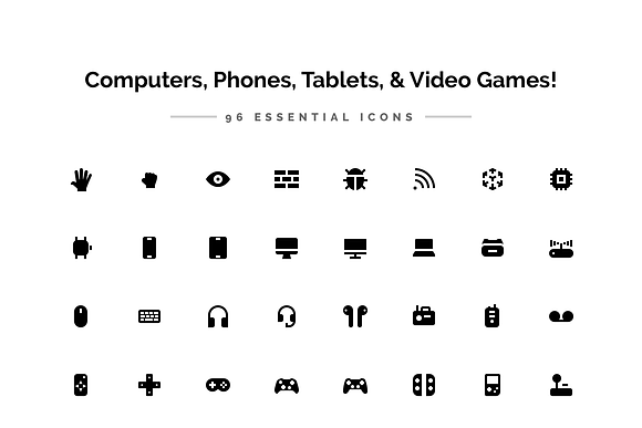 Devices & Gaming Solid Icons in Game Icons - product preview 2