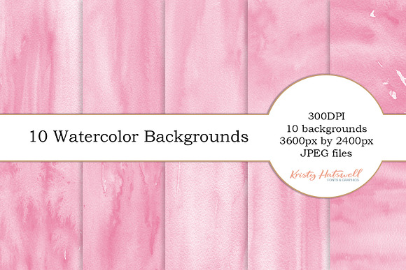 10 Pink Watercolor Backgrounds in Textures - product preview 4