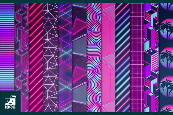 Eighties pink neon digital paper in Patterns - product preview 1