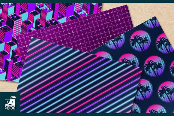 Eighties pink neon digital paper in Patterns - product preview 2
