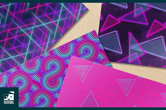 Eighties pink neon digital paper in Patterns - product preview 3