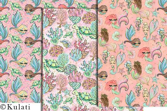 Cute Mermaid Digital Papers in Patterns - product preview 4
