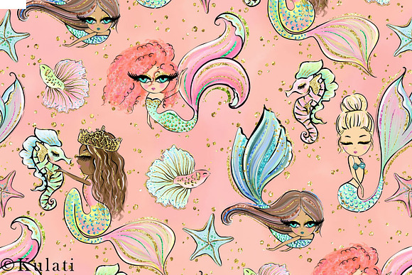 Cute Mermaid Digital Papers in Patterns - product preview 5