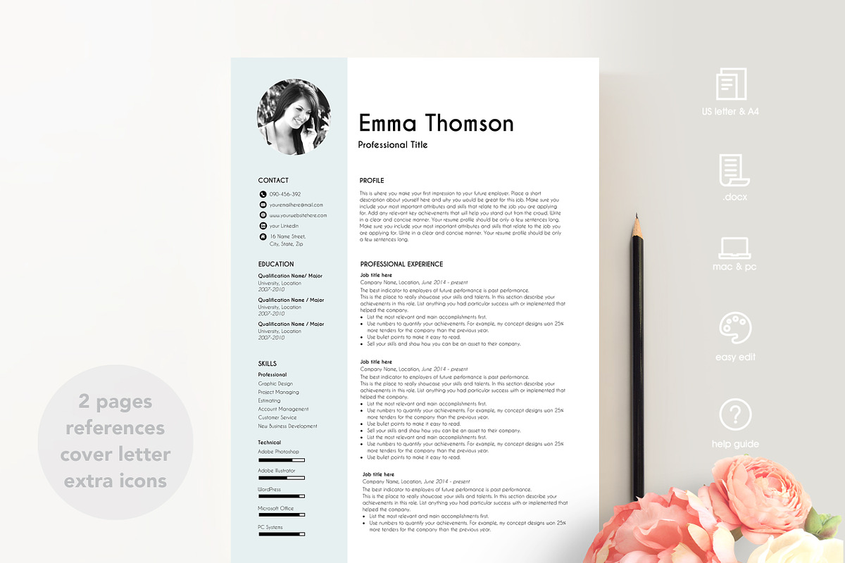 resume with photo in Resume Templates - product preview 8