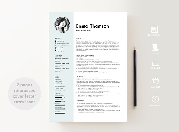 resume with photo in Resume Templates - product preview 5