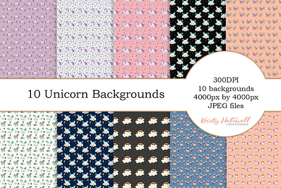 10 Unicorn Themed Seamless Patterns in Patterns - product preview 4