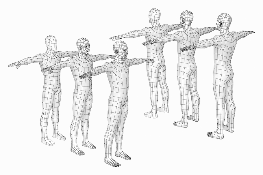Female and Male Base Mesh in T-Pose in People - product preview 2