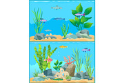 Colorful Cartoon Aquarium Fishes Set