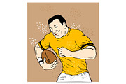 Rugby Player Running with the Ball