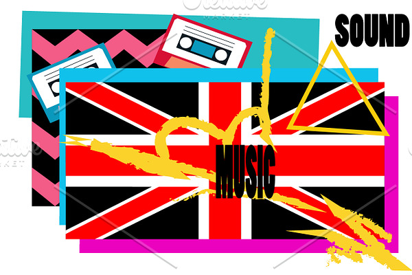 British flag colorful pop art backgo
