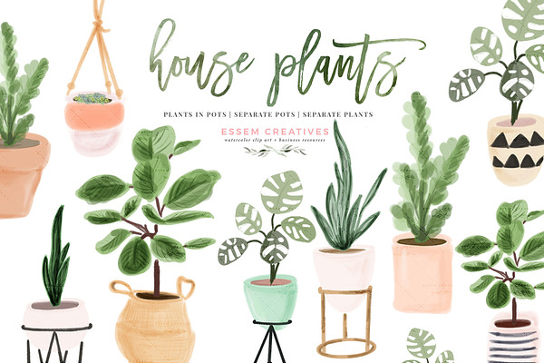 Watercolor House Plant Clip Art