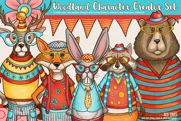 Woodland Creatures Character Creator in Illustrations - product preview 9