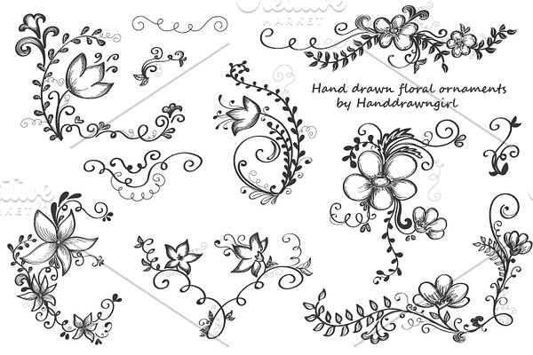 Hand drawn floral ornaments