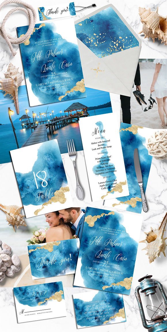 Watercolor Wedding GIANT BUNDLE in Wedding Templates - product preview 9