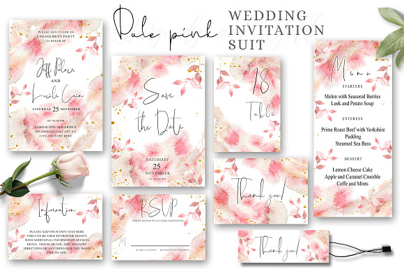Watercolor Wedding GIANT BUNDLE in Wedding Templates - product preview 10