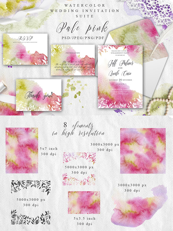 Watercolor Wedding GIANT BUNDLE in Wedding Templates - product preview 32