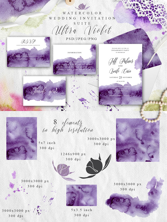 Watercolor Wedding GIANT BUNDLE in Wedding Templates - product preview 33