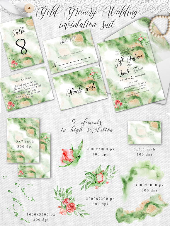 Watercolor Wedding GIANT BUNDLE in Wedding Templates - product preview 34