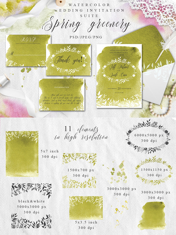 Watercolor Wedding GIANT BUNDLE in Wedding Templates - product preview 36