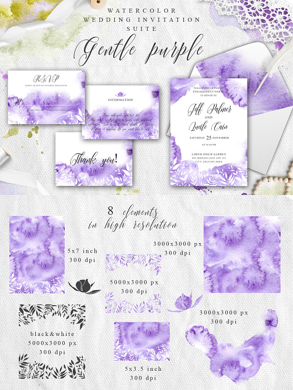 Watercolor Wedding GIANT BUNDLE in Wedding Templates - product preview 37