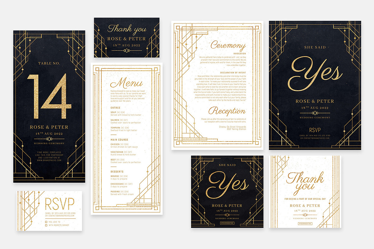 Art Deco Wedding Invitations in Wedding Templates - product preview 8