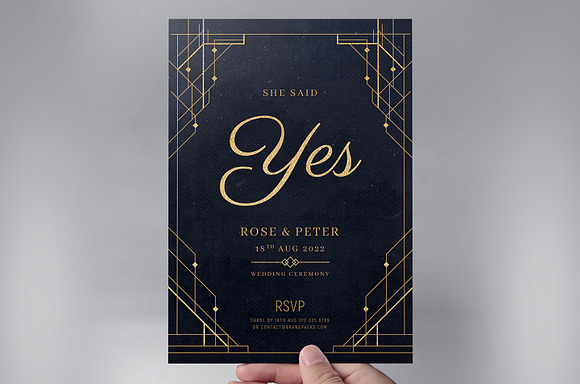 Art Deco Wedding Invitations in Wedding Templates - product preview 9